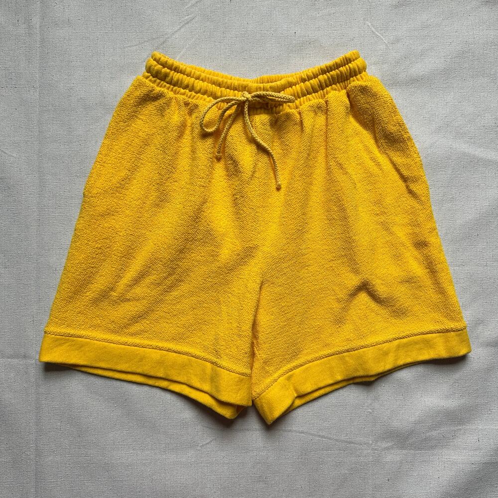 The Limited Vtg 90s Yellow Terry Cloth High Waisted Shorts Size Small Pockets